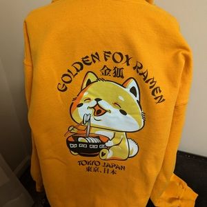 SCW Golden Fox Ramen Hoodie Tokyo Japan Yellow Unisex Size XL